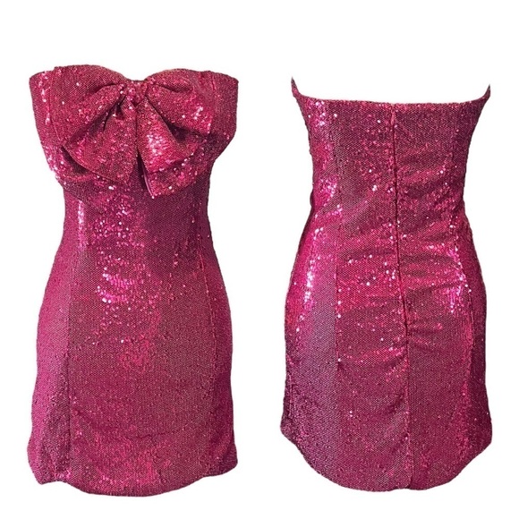 NWT Ronny Kobo Sequin Bow Embellished Lindsay Dress in Tulip sz S - Picture 12 of 13